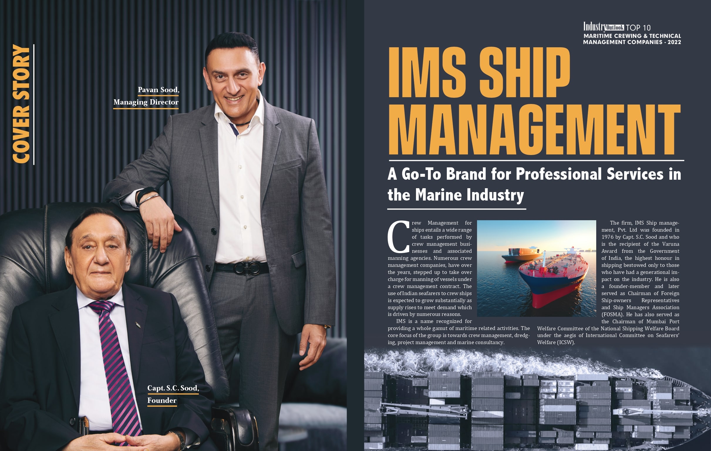 Indrustry Outlook Awards 2022 - One of the Top 10 Maritime Crewing & Technical Management Companies